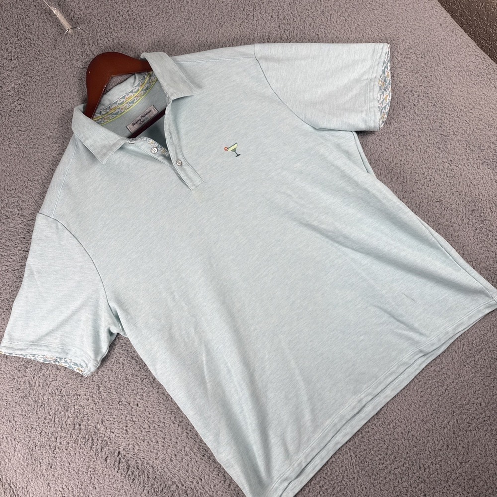 TOMMY BAHAMA Polo SHIRT ISLANDZONE Mens XL Cocktail Time Five O'Clock MARTINI